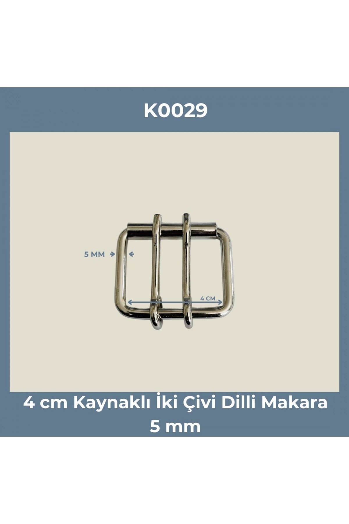 40 mm Çift Dilli Makaralı Metal Toka (5 mm Kaynaklı) - K0029