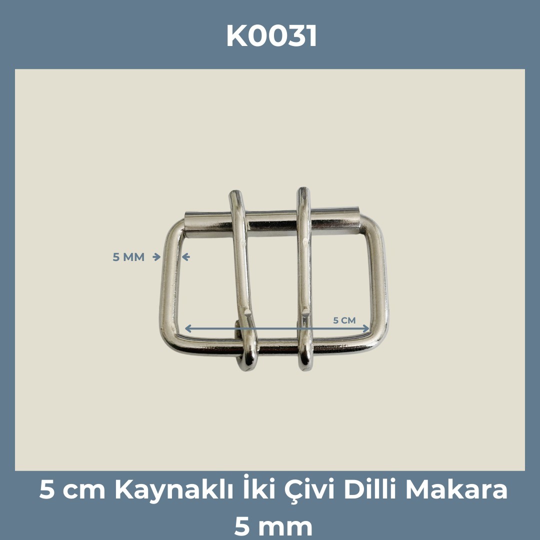 50 mm Çift Dilli Makaralı Metal Toka (5 mm Kaynaklı) - K0031