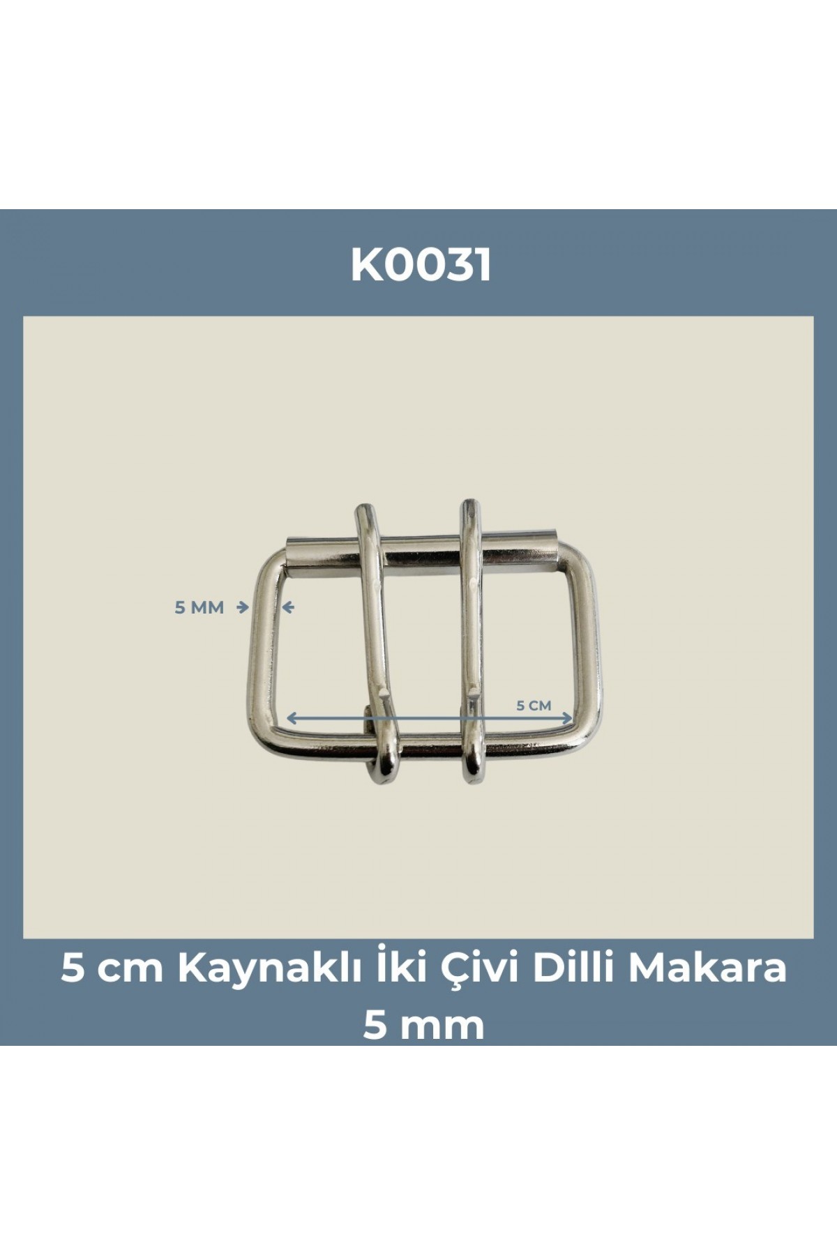 50 mm Çift Dilli Makaralı Metal Toka (5 mm Kaynaklı) - K0031