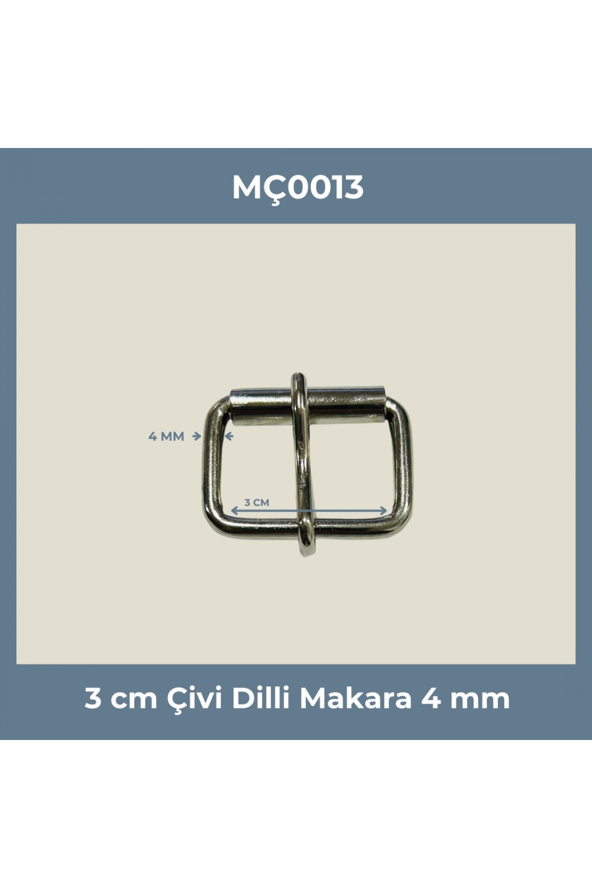 30 mm Makaralı Metal Toka (4 mm - Çivi Dil) - MÇ0013