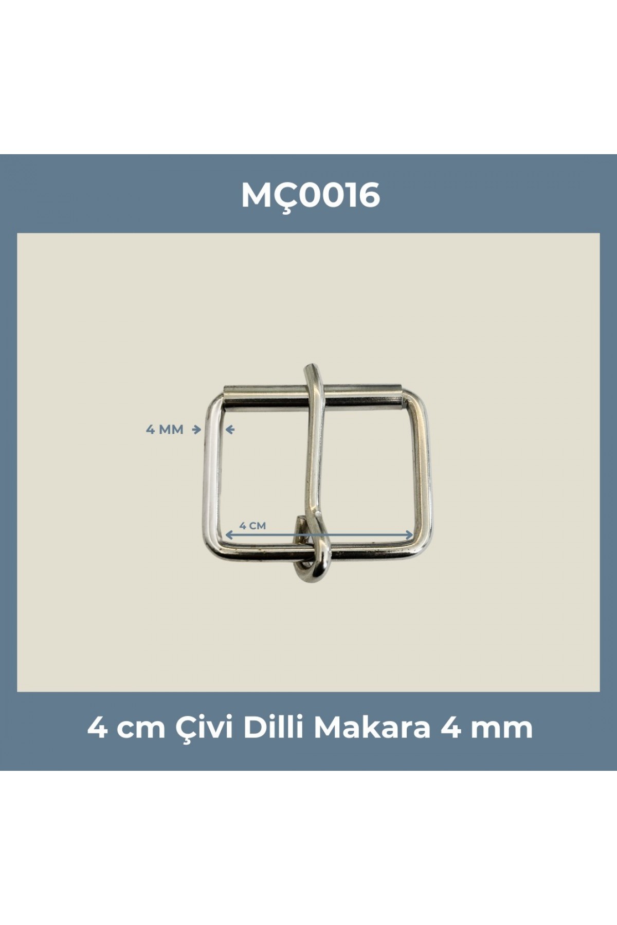 40 mm Makaralı Metal Toka (4 mm - Çivi Dil) - MÇ0016