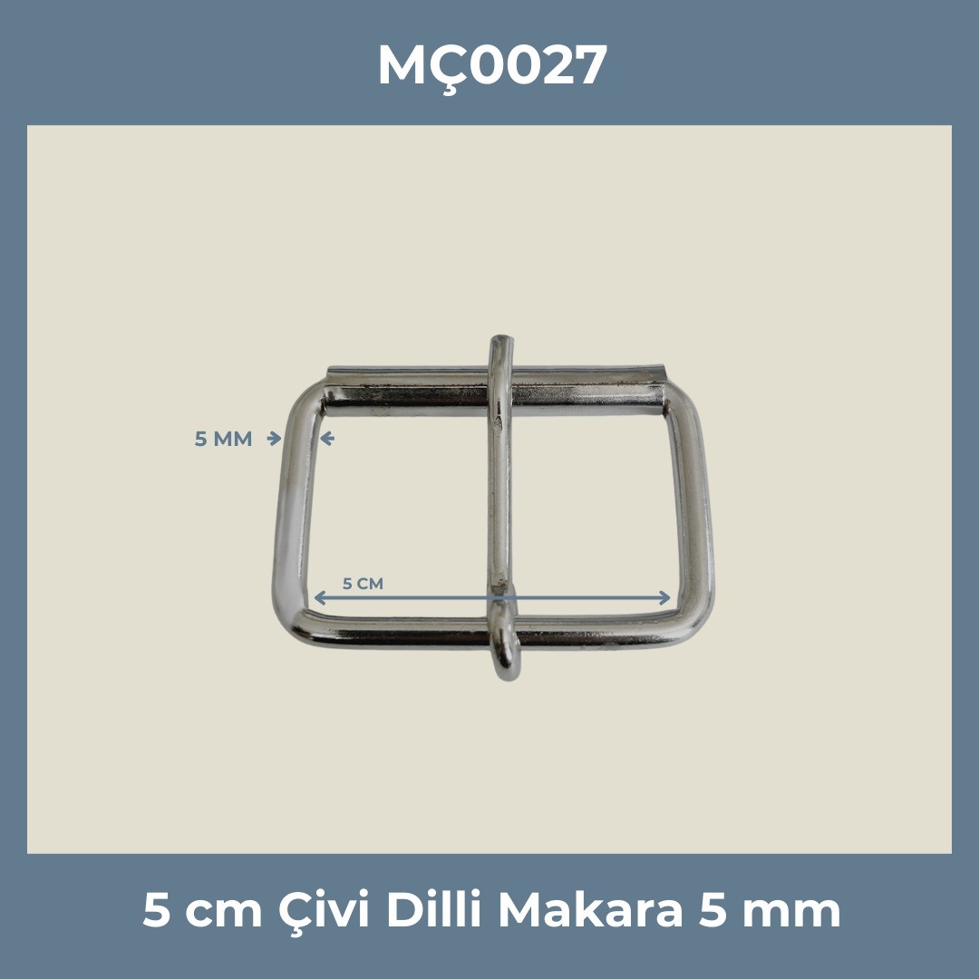 50 mm Makaralı Metal Toka (5 mm - Çivi Dil) - MÇ0027