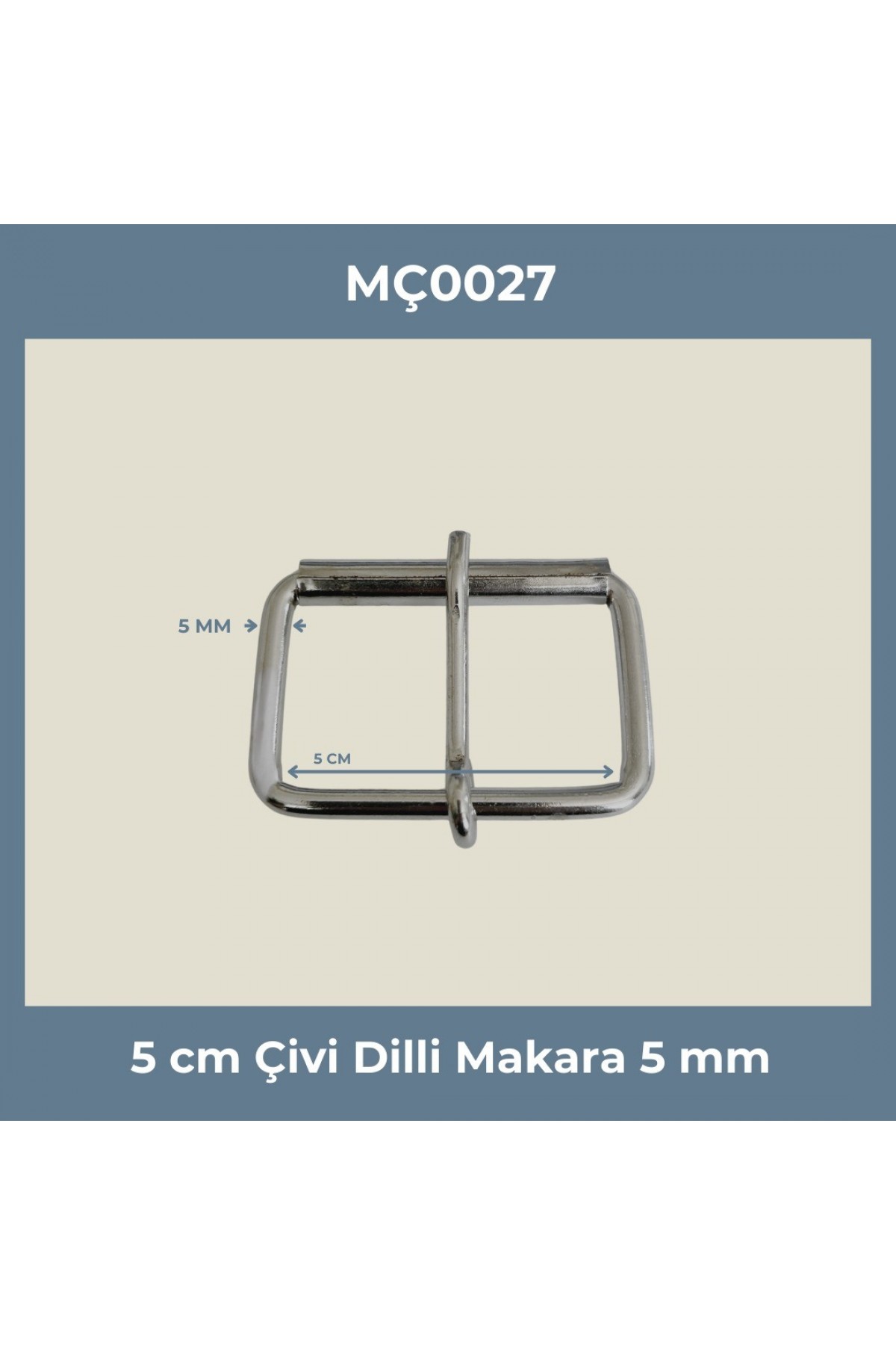 50 mm Makaralı Metal Toka (5 mm - Çivi Dil) - MÇ0027