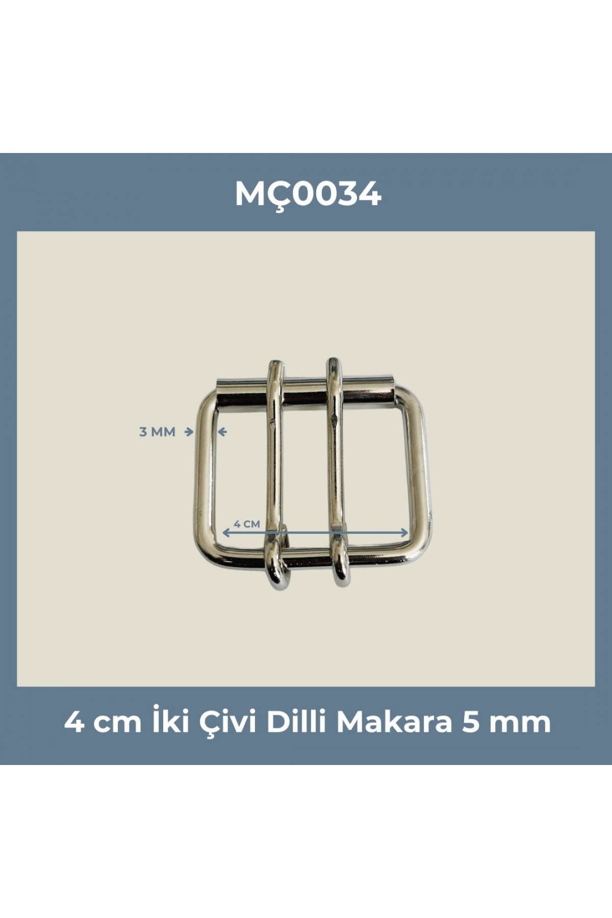 40 mm Çift Dilli Makaralı Metal Toka (5 mm - Çivi Dil) - MÇ0034