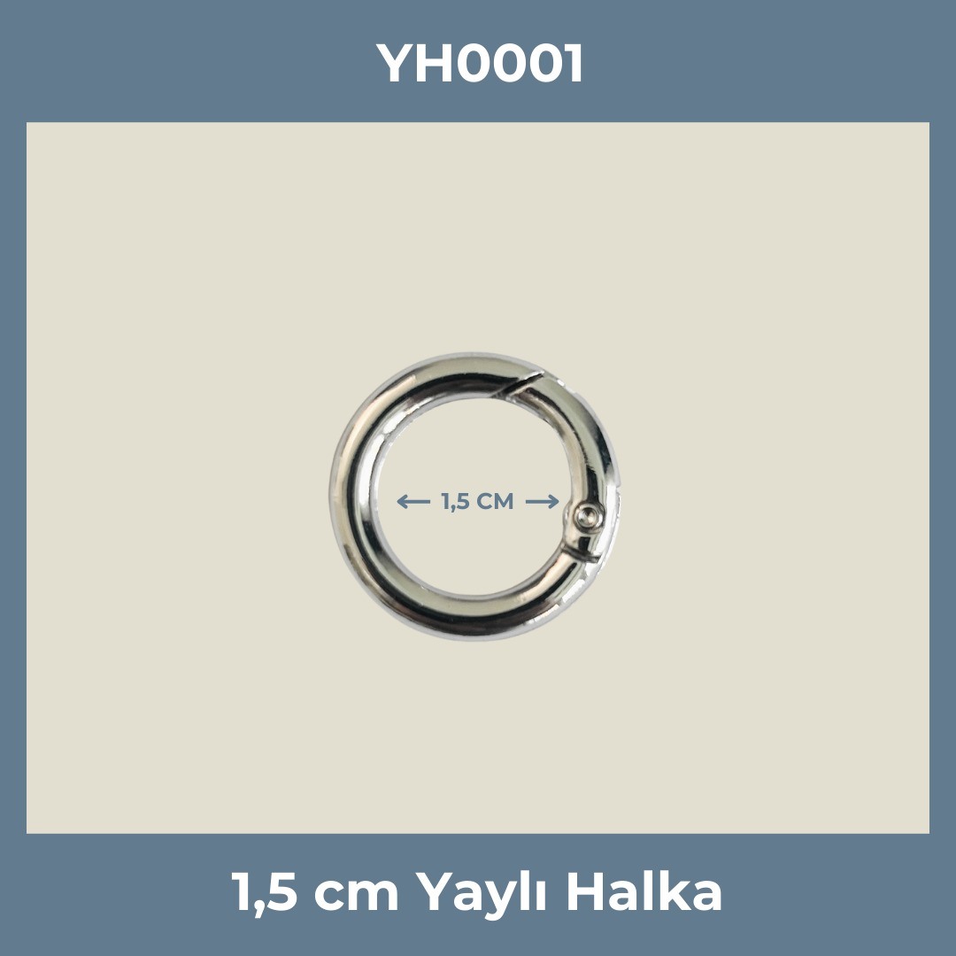 1,5 cm (15 mm) Yaylı Halka - Nikel (50 Adet)