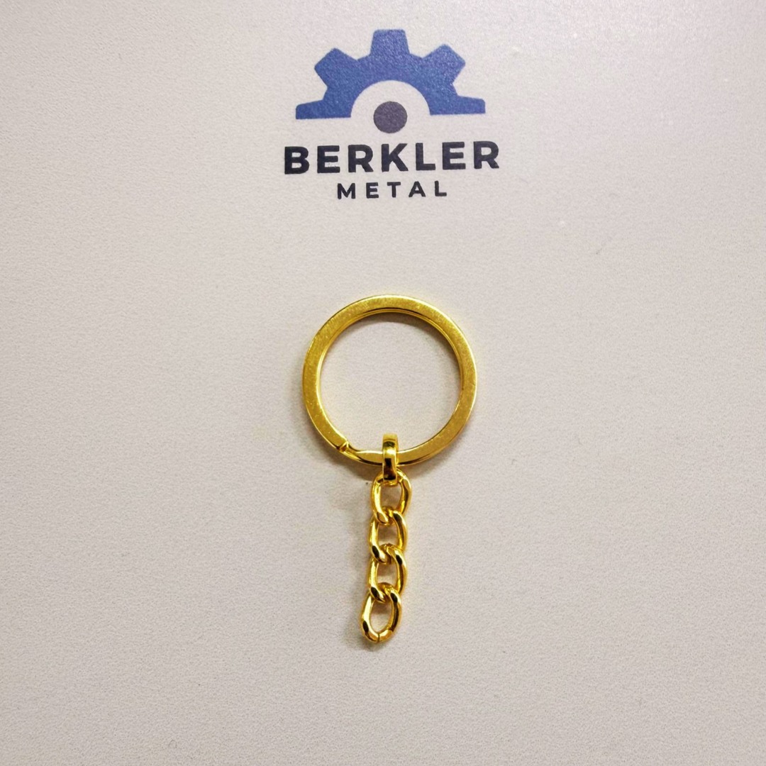 2,5 cm İç Çap Ezme Model Zincirli Anahtarlık Halkası Sarı – Metal Anahtarlık Aparatı (Min. 50 Adet)