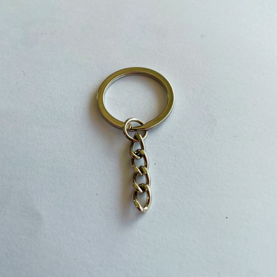 2 cm İç Çap Ezme Model Zincirli Anahtarlık Halkası – Metal Anahtarlık Aparatı (Min. 100 Adet)