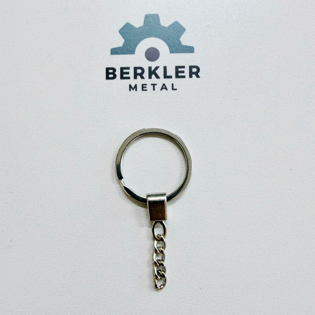 Zincirli Topuz Ezme Nikel Anahtarlık Halkası (2.5 cm) - Minimum 50 Adet Satış