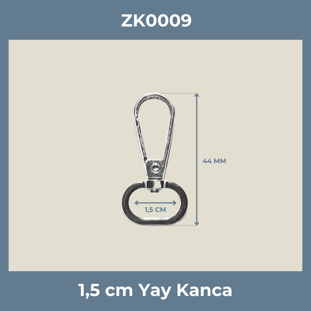1,5 cm Yay Kanca Nikel Renk – Metal Anahtarlık ve Çanta Aparatı (Min. 100 Adet)