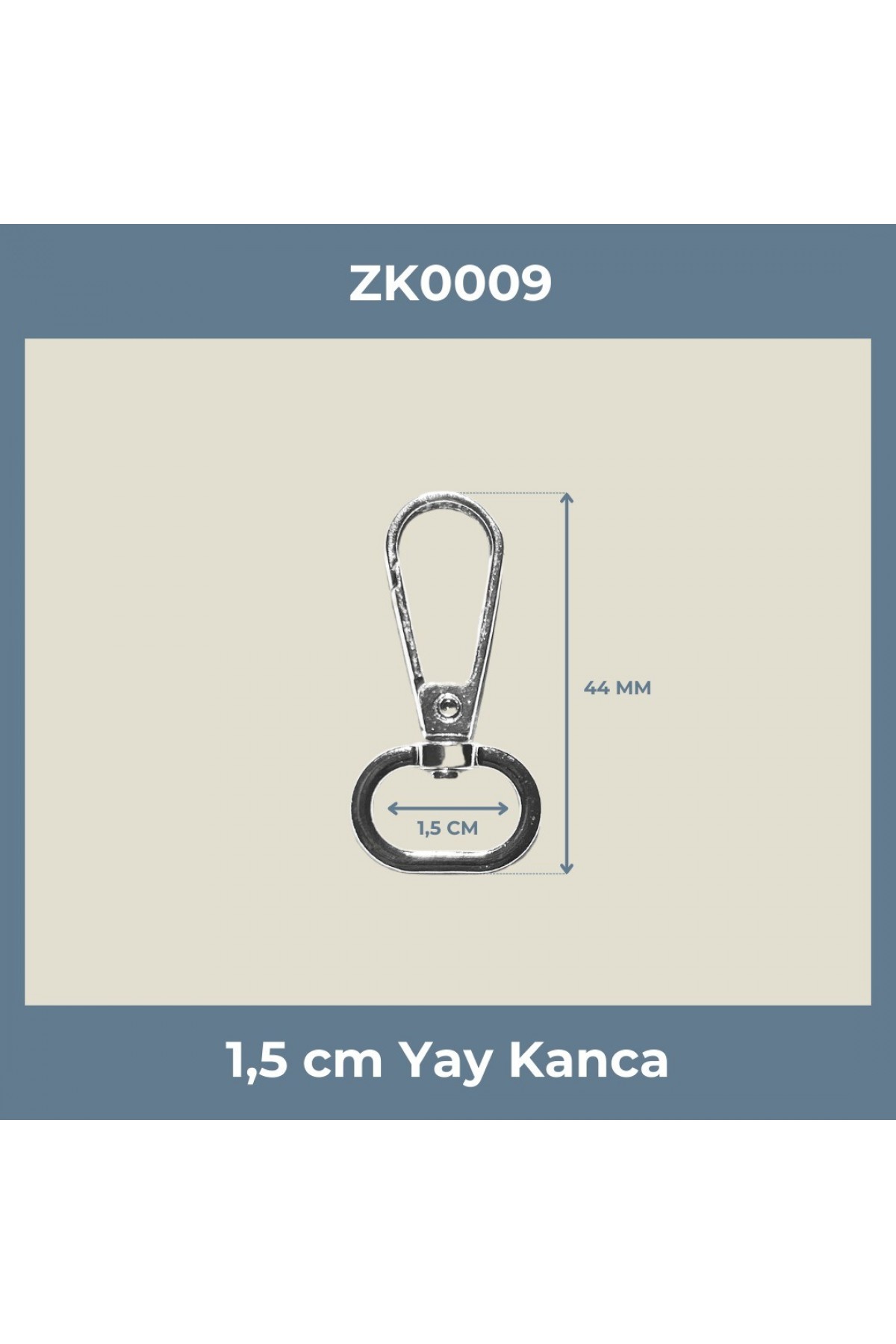 1,5 cm Yay Kanca Nikel Renk – Metal Anahtarlık ve Çanta Aparatı (Min. 100 Adet)
