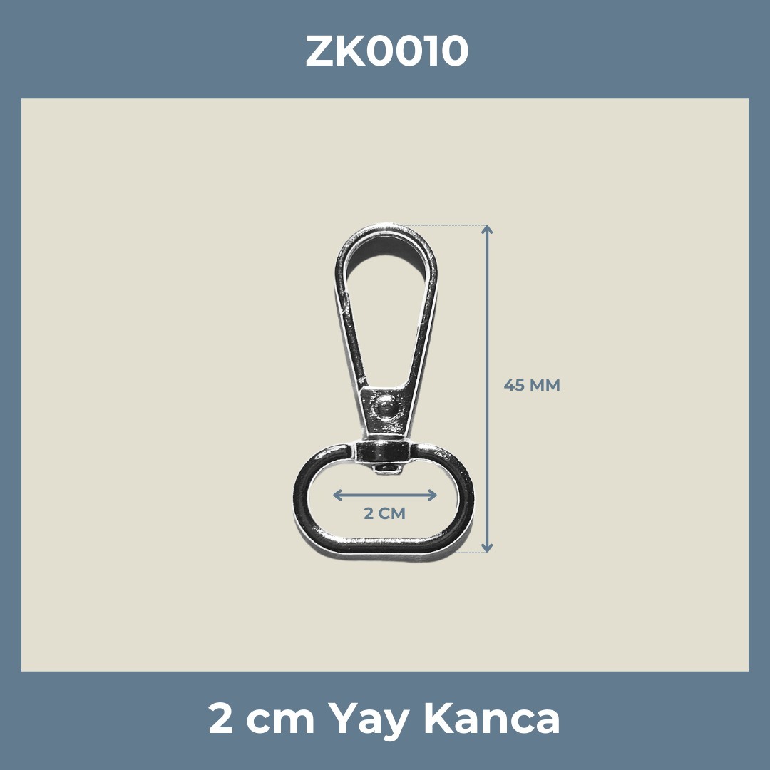 2 cm Yay Kanca Nikel Renk – Metal Anahtarlık ve Çanta Aparatı (Min. 100 Adet)