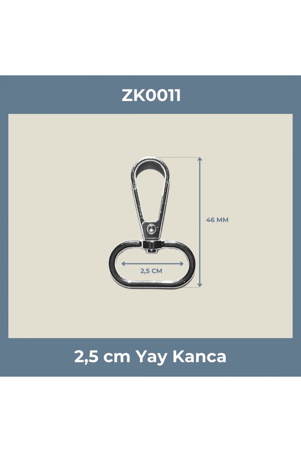 2,5 cm Yay Kanca Nikel Renk – Metal Anahtarlık ve Çanta Aparatı (Min. 100 Adet)