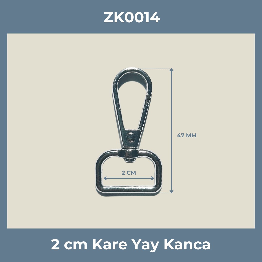 2 CM Kare Yay Kanca Nikel – Metal Anahtarlık ve Çanta Askı Aparatı (Min. 50 Adet)