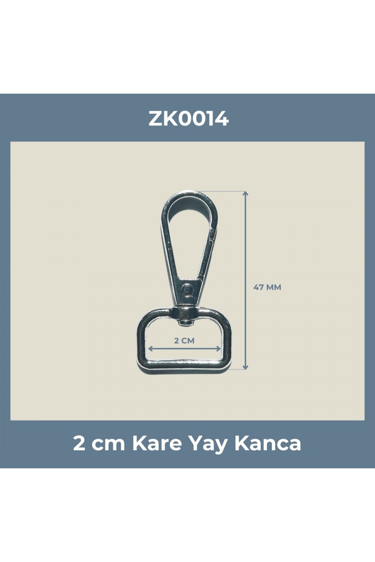 2 CM Kare Yay Kanca Nikel – Metal Anahtarlık ve Çanta Askı Aparatı (Min. 50 Adet)