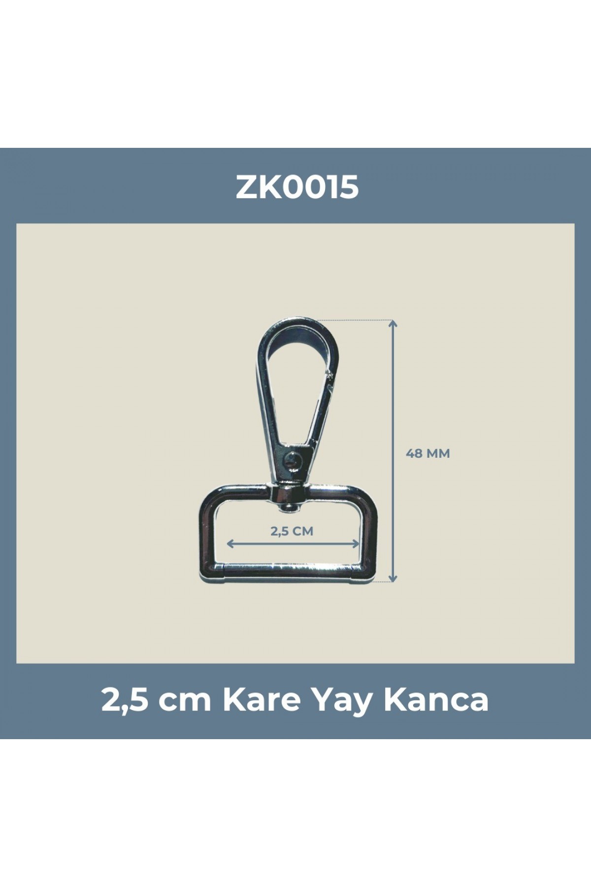 2,5 CM Kare Yay Kanca Nikel – Metal Anahtarlık ve Çanta Askı Aparatı (Min. 50 Adet)