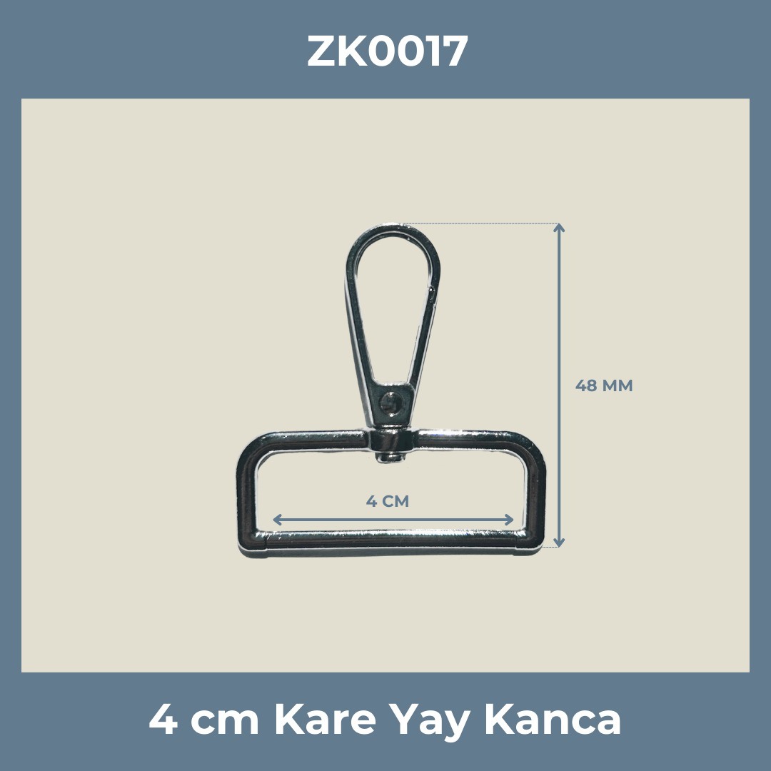 4 CM Kare Yay Kanca Nikel – Metal Anahtarlık ve Çanta Askı Aparatı (Min. 50 Adet)