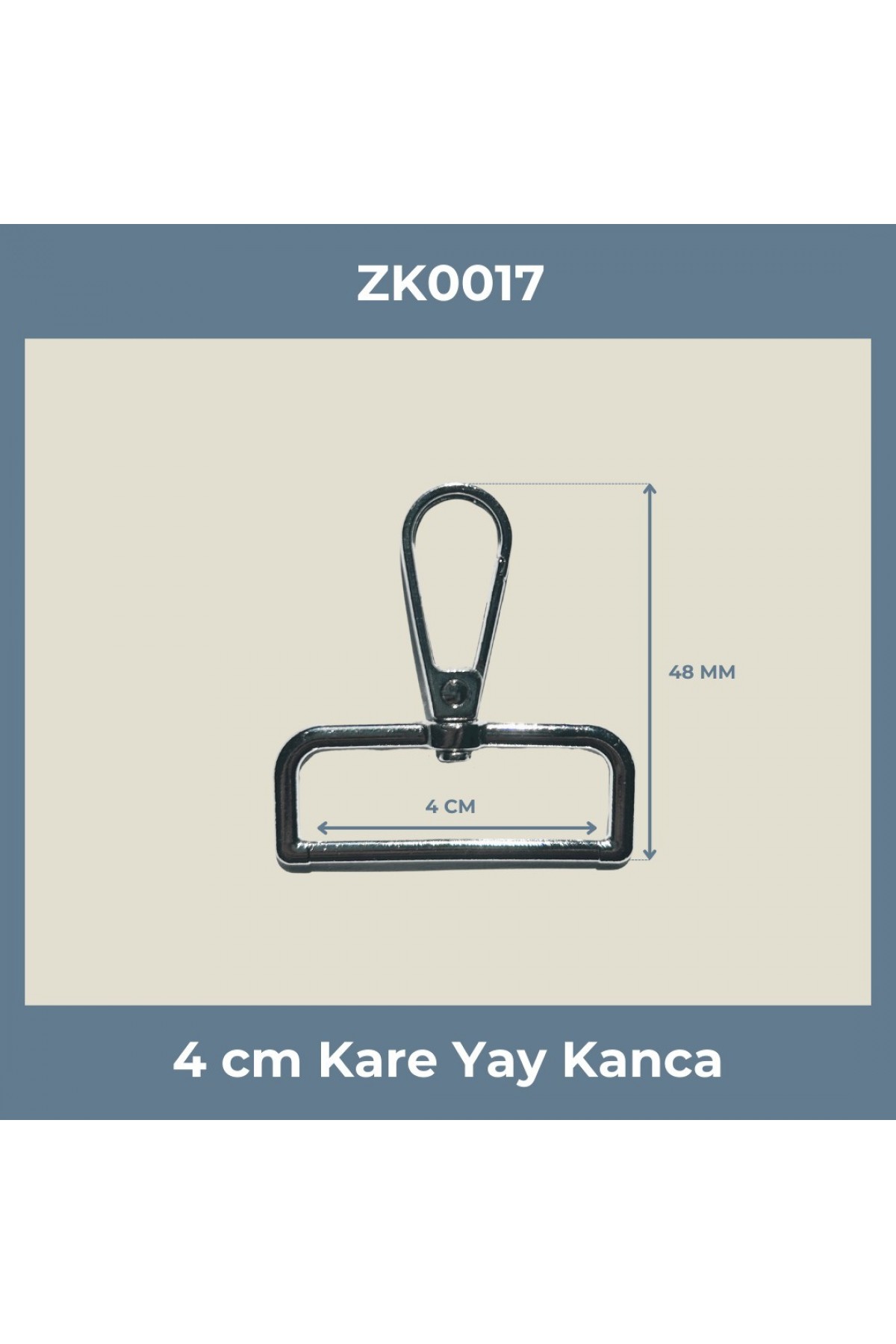 4 CM Kare Yay Kanca Nikel – Metal Anahtarlık ve Çanta Askı Aparatı (Min. 50 Adet)