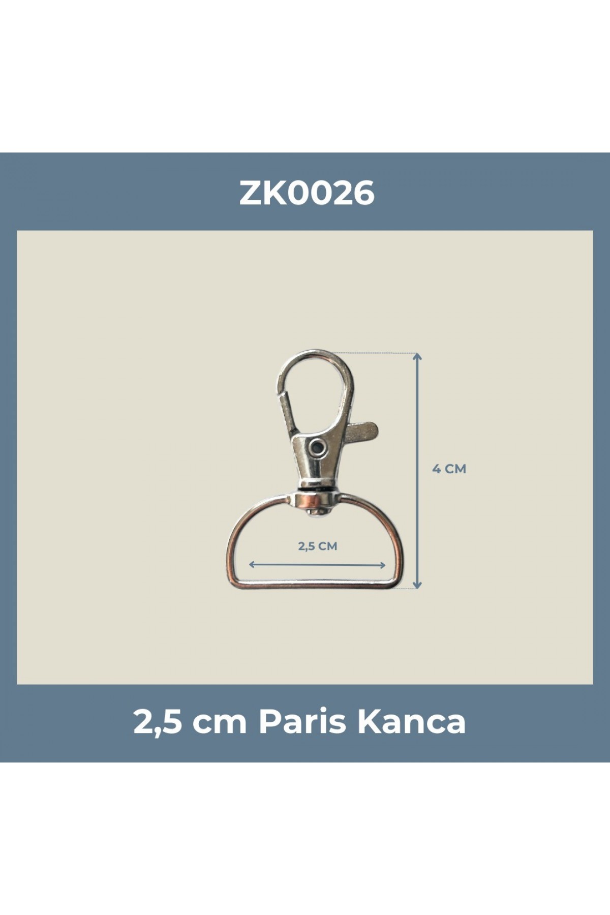 2,5 CM Paris Kanca Nikel – Metal Anahtarlık ve Çanta Askı Aparatı (Min. 100 Adet)