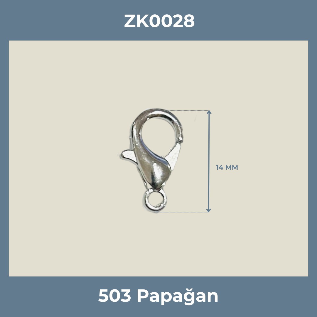 14 MM Papağan Kanca Nikel – Metal Takı Kilidi Aparatı (Min. 500 Adet)