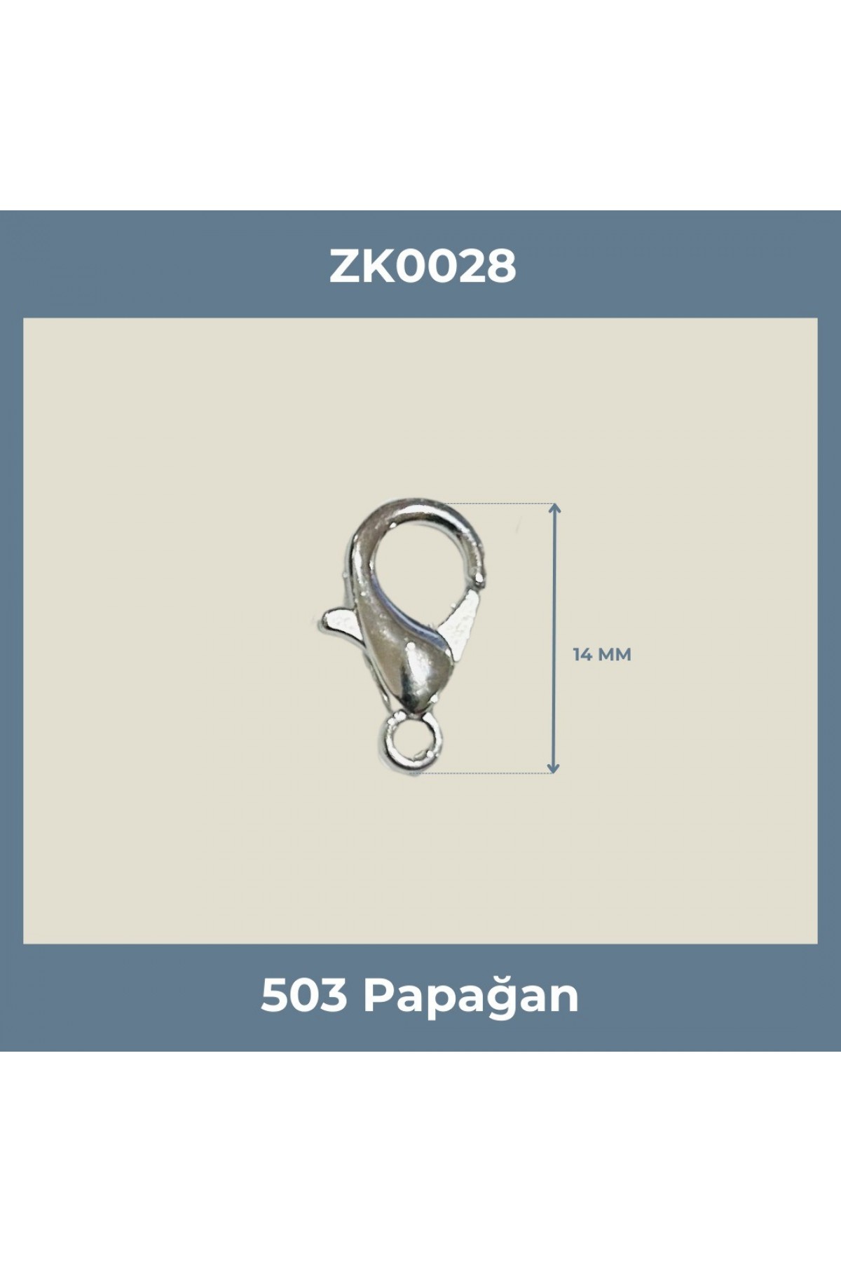 14 MM Papağan Kanca Nikel – Metal Takı Kilidi Aparatı (Min. 500 Adet)