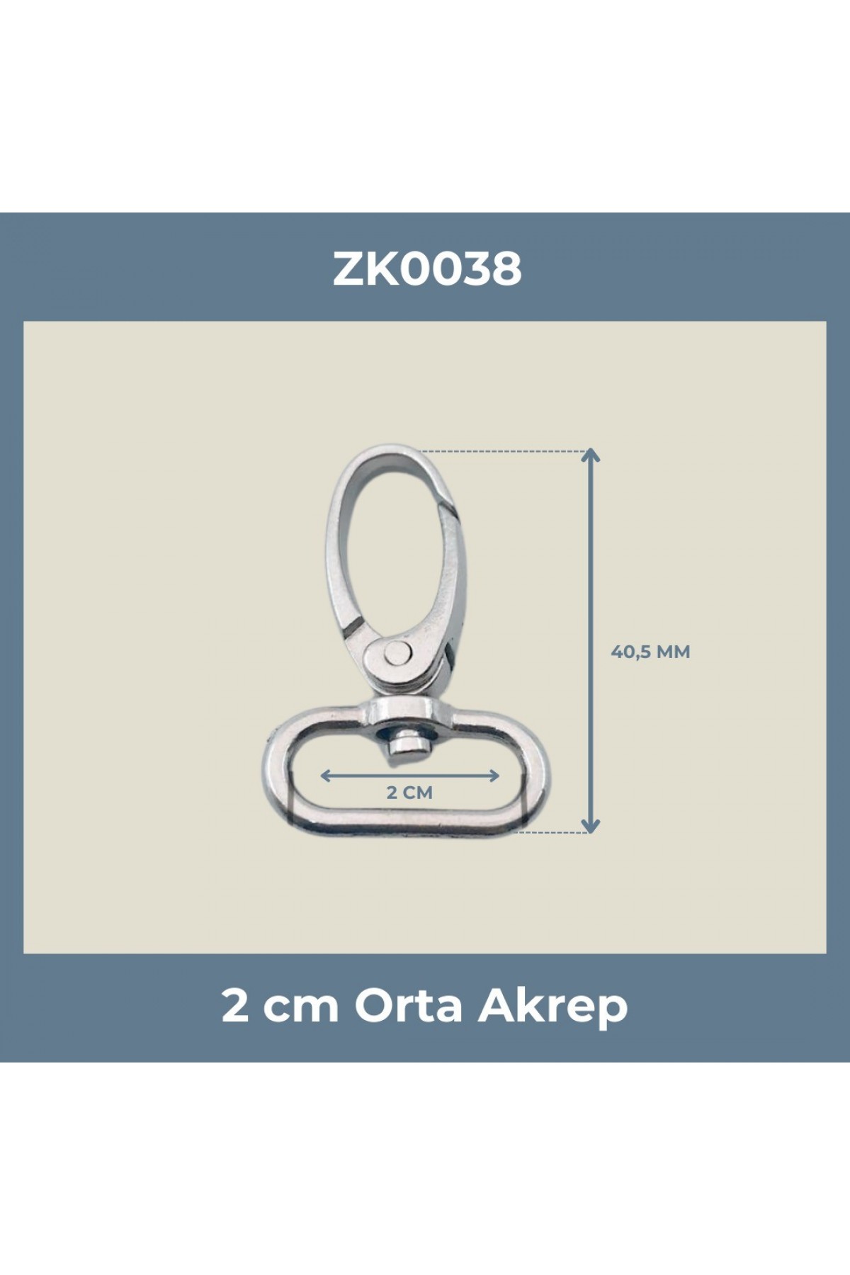 2 CM Orta Akrep Kanca Nikel – Metal Anahtarlık ve Çanta Askı Aparatı (Min. 50 Adet)