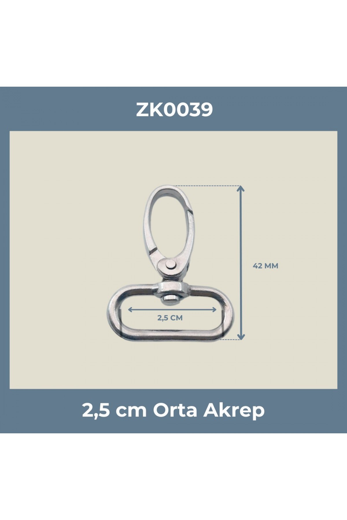 2,5 CM Orta Akrep Kanca Nikel – Metal Anahtarlık ve Çanta Askı Aparatı (Min. 50 Adet)