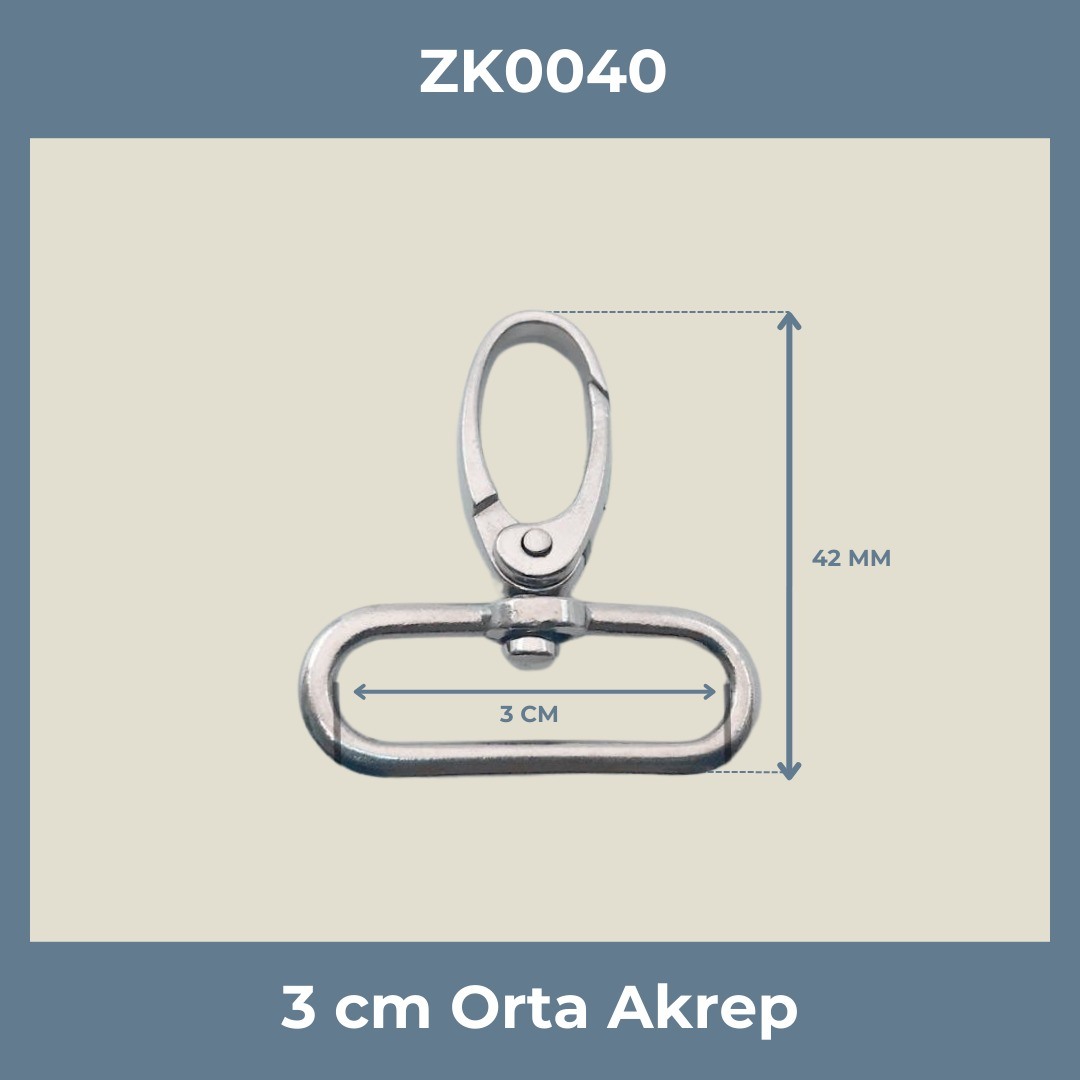 3 CM Orta Akrep Kanca Nikel – Metal Anahtarlık ve Çanta Askı Aparatı (Min. 50 Adet)