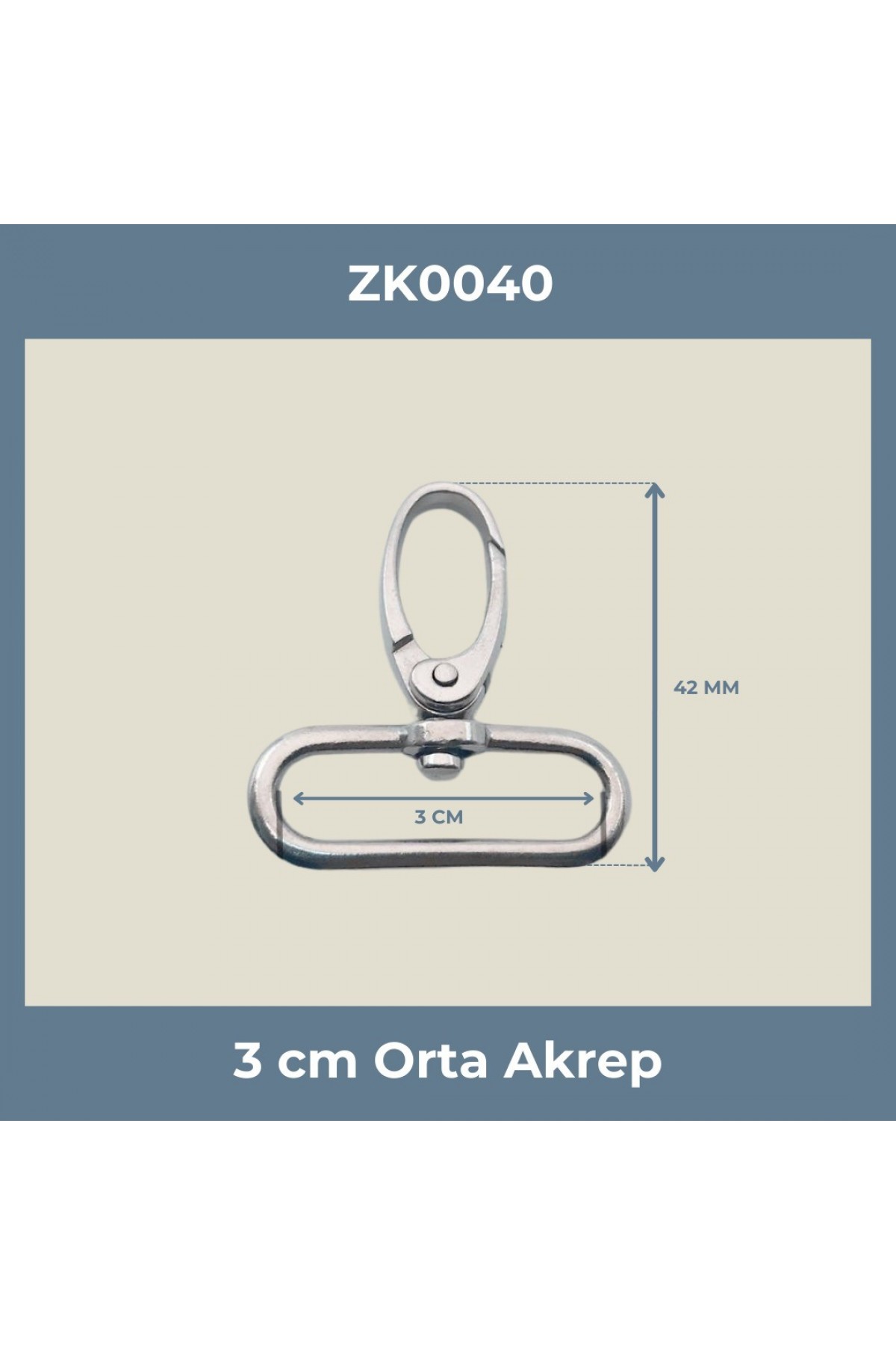 3 CM Orta Akrep Kanca Nikel – Metal Anahtarlık ve Çanta Askı Aparatı (Min. 50 Adet)