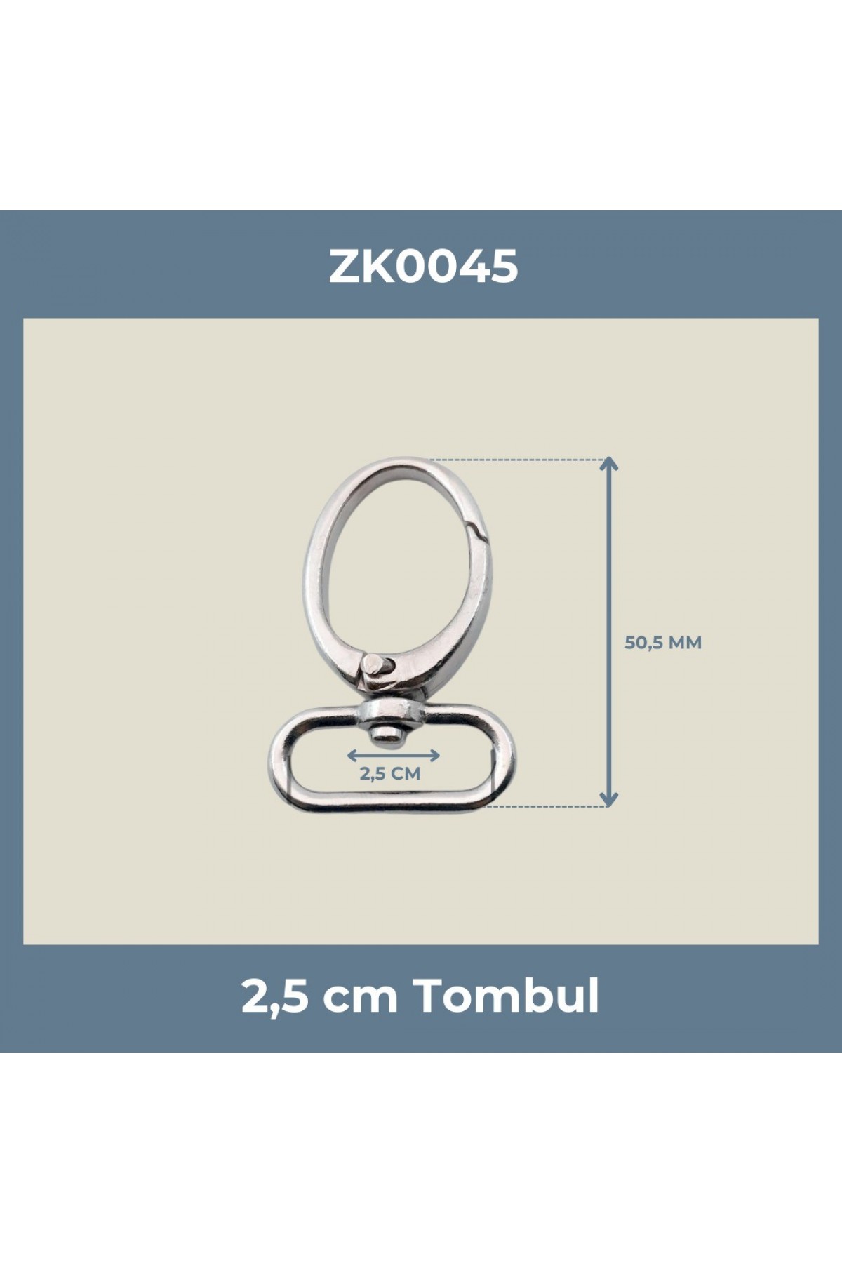 2,5 Cm Tombul Kanca Nikel – Metal Anahtarlık ve Aksesuar Klipsi (Min. 50 Adet)