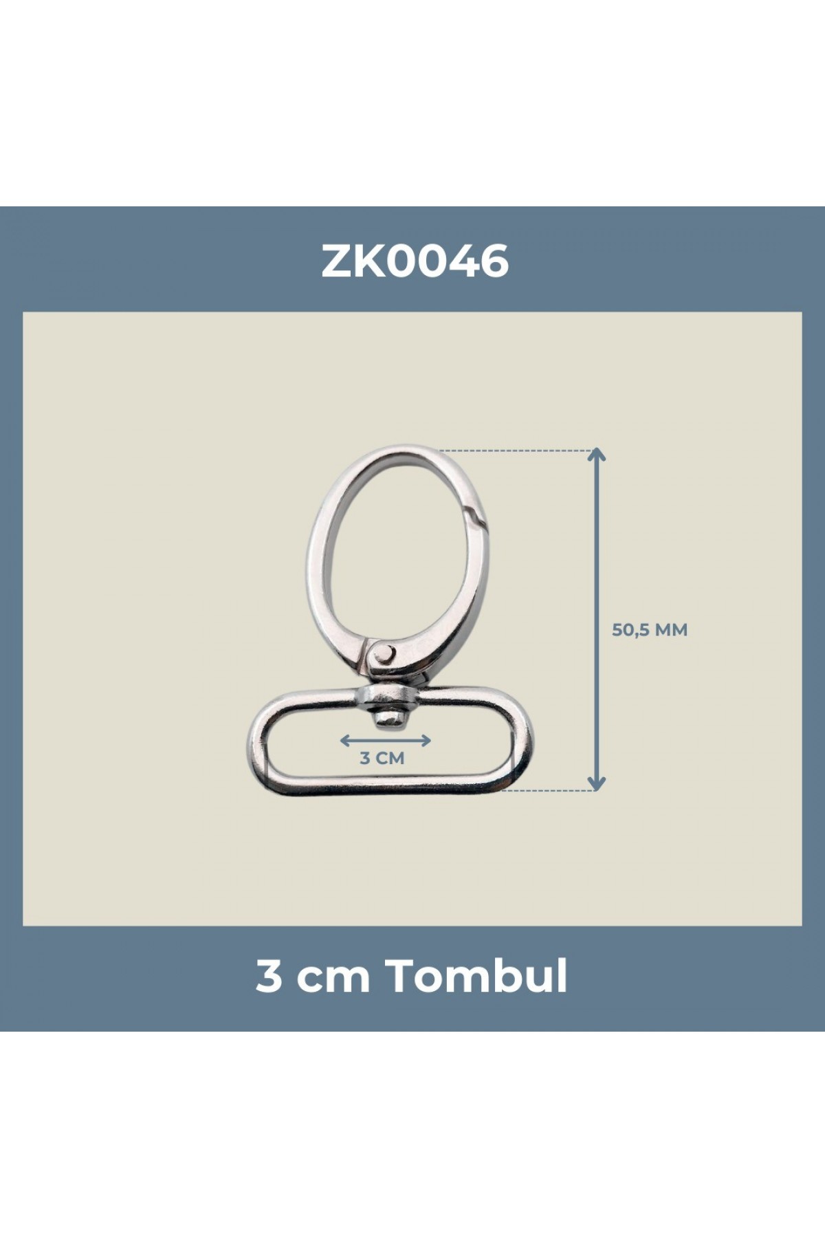 3 Cm Tombul Kanca Nikel – Metal Anahtarlık ve Aksesuar Klipsi (Min. 50 Adet)