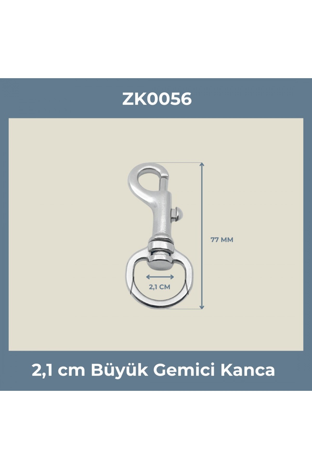 2,1 cm Nikel Büyük Gemici Kanca (Döner Başlıklı)