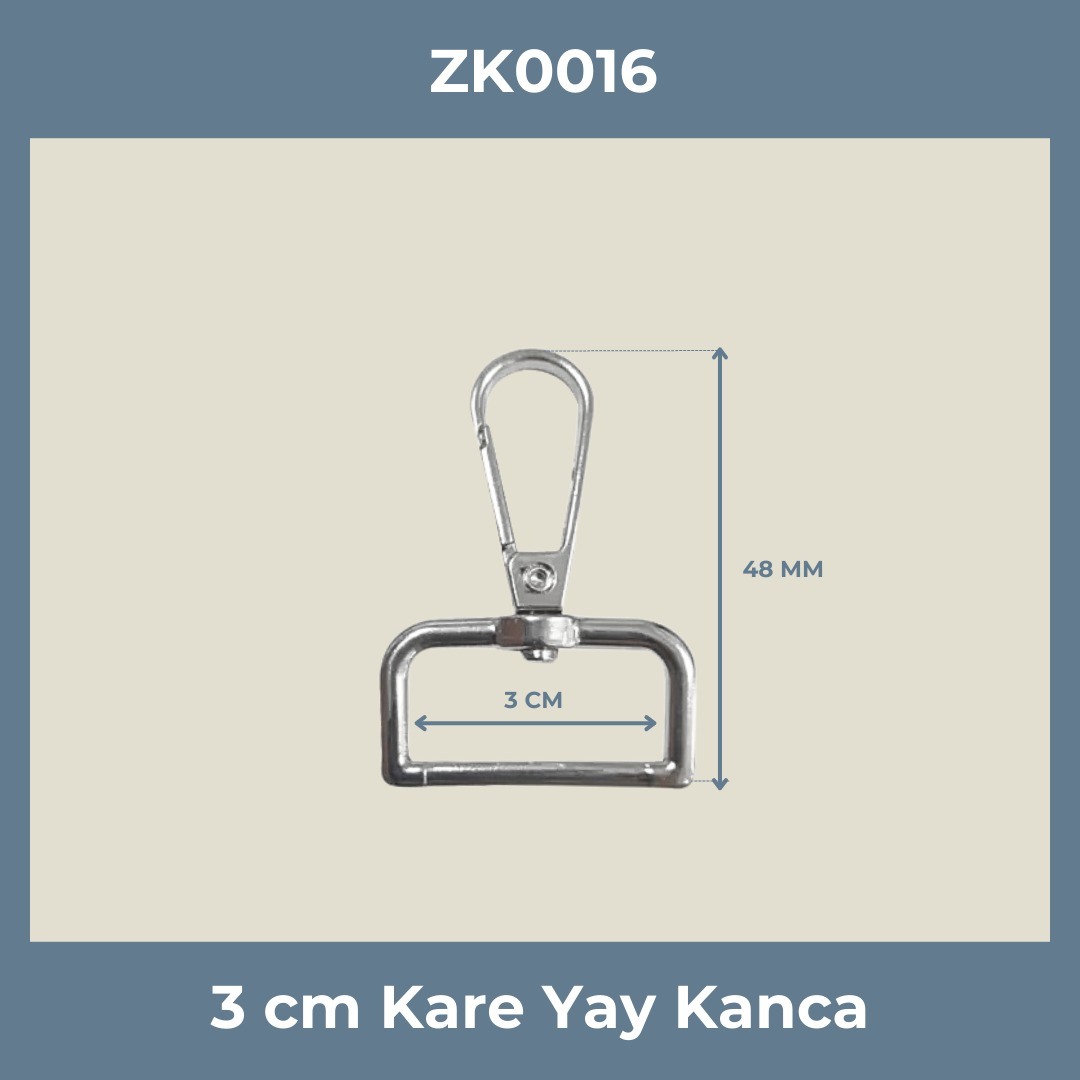 3 CM Kare Yay Kanca Nikel – Metal Anahtarlık ve Çanta Askı Aparatı (Min. 50 Adet)