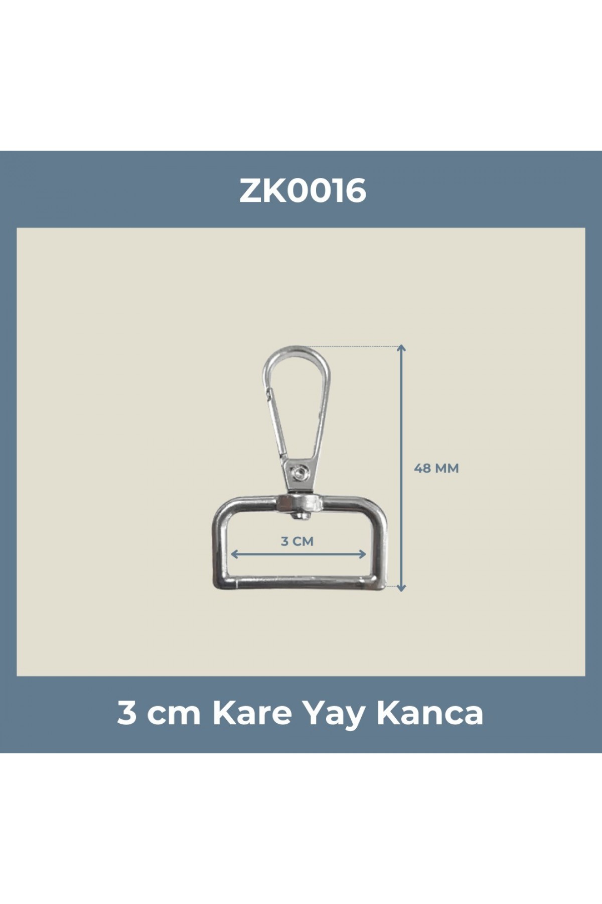 3 CM Kare Yay Kanca Nikel – Metal Anahtarlık ve Çanta Askı Aparatı (Min. 50 Adet)