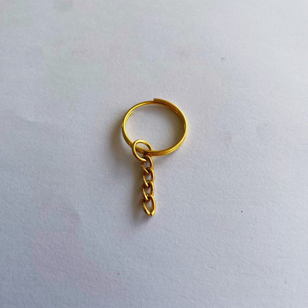 21 mm İç Çap Yuvarlak Tel Sargı Anahtarlık Halkası Sarı – Zincirli Metal Anahtarlık Aparatı (Min. 100 Adet)
