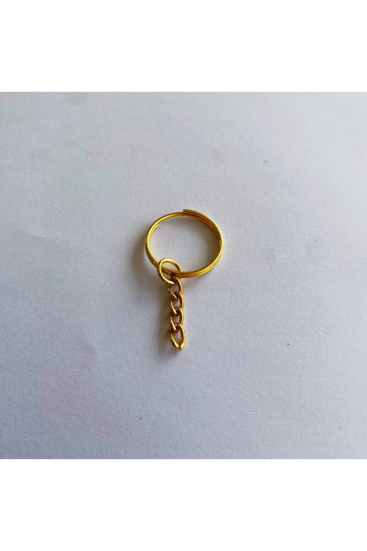 21 mm İç Çap Yuvarlak Tel Sargı Anahtarlık Halkası Sarı – Zincirli Metal Anahtarlık Aparatı (Min. 100 Adet)