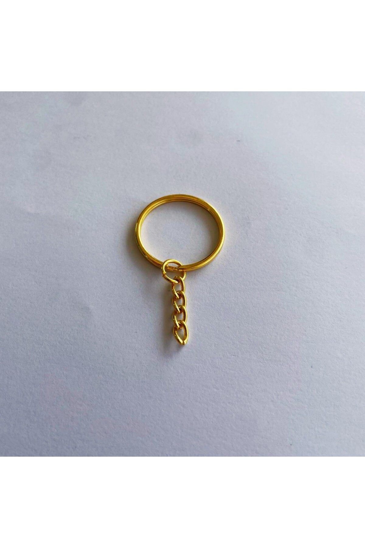 24 mm İç Çap Yuvarlak Tel Sargı Anahtarlık Halkası Sarı – Zincirli Metal Anahtarlık Aparatı (Min. 100 Adet)