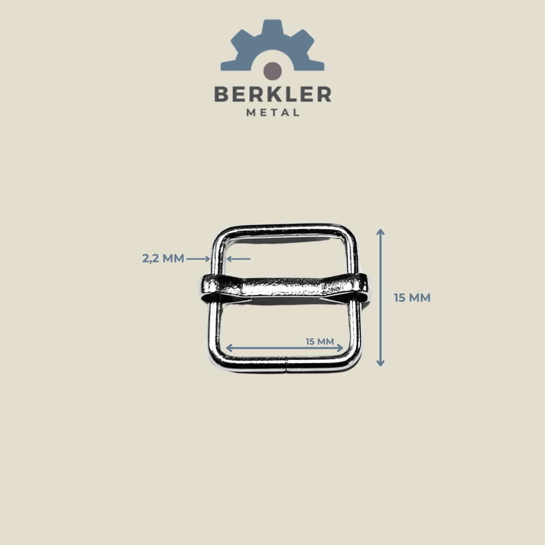 15 mm * 15 mm * 2,2 mm ayar tokası sürgü metal renk