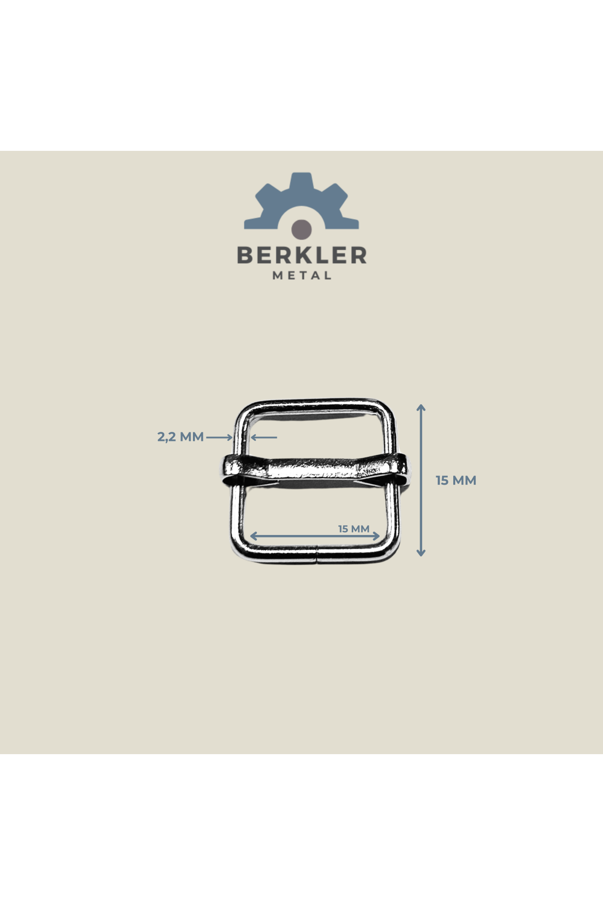 15 mm * 15 mm * 2,2 mm ayar tokası sürgü metal renk