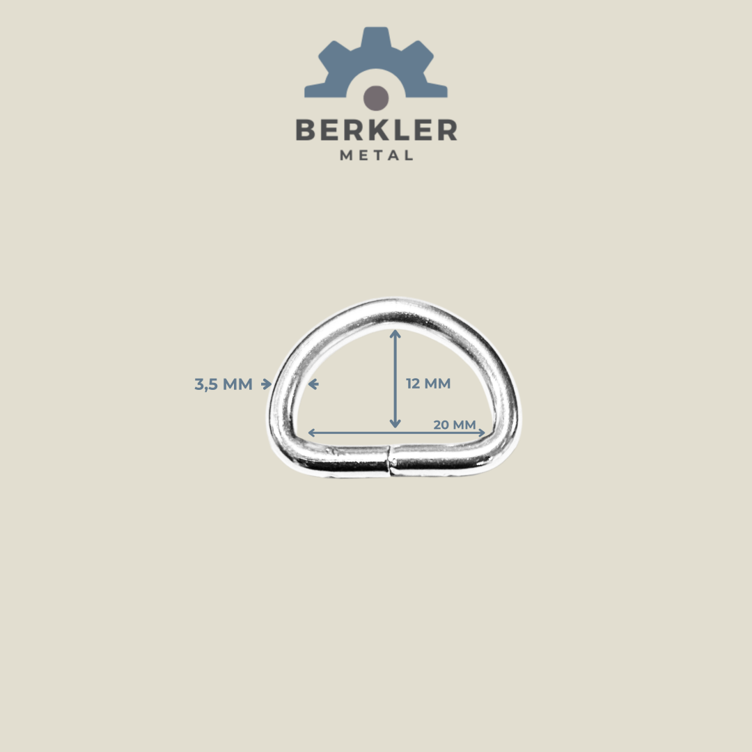 20 mm * 12 mm * 3,5 mm D Halka metal renk