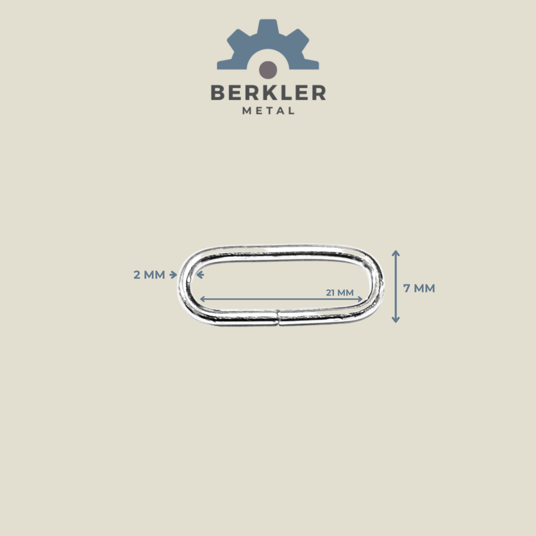 21 mm * 7 mm* 2 mm oval halka metal renk