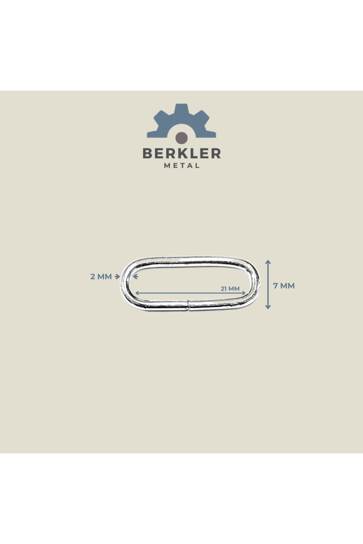 21 mm * 7 mm* 2 mm oval halka metal renk