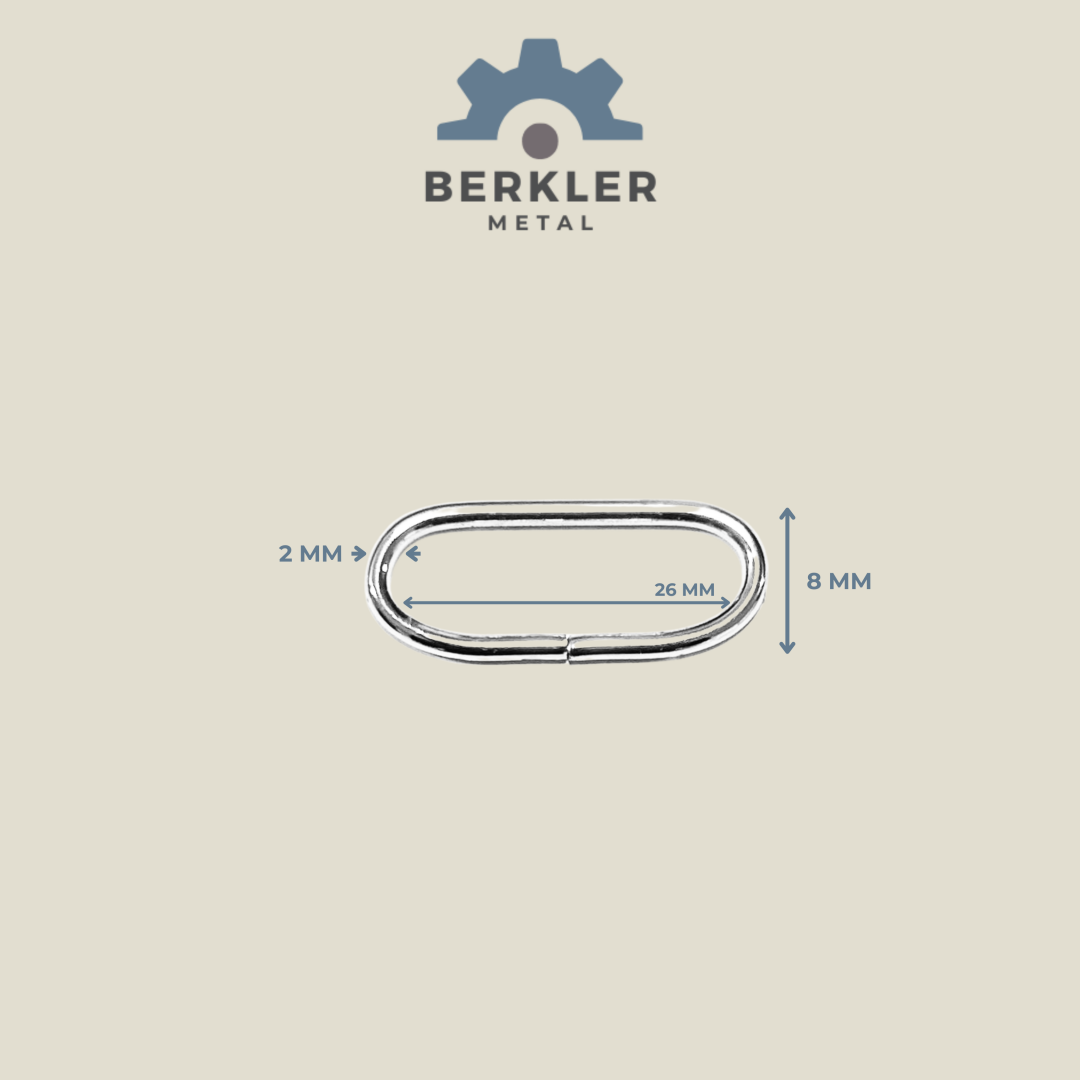 26 mm * 8 mm* 2 mm oval halka metal renk
