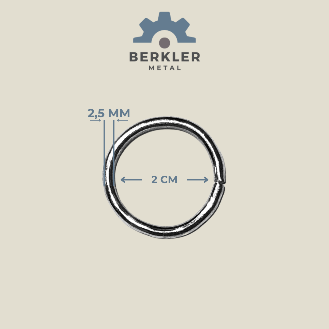 2 cm * 2,5 mm yuvarlak metal renk