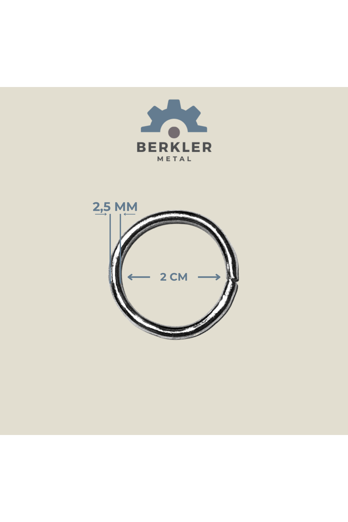 2 cm * 2,5 mm yuvarlak metal renk