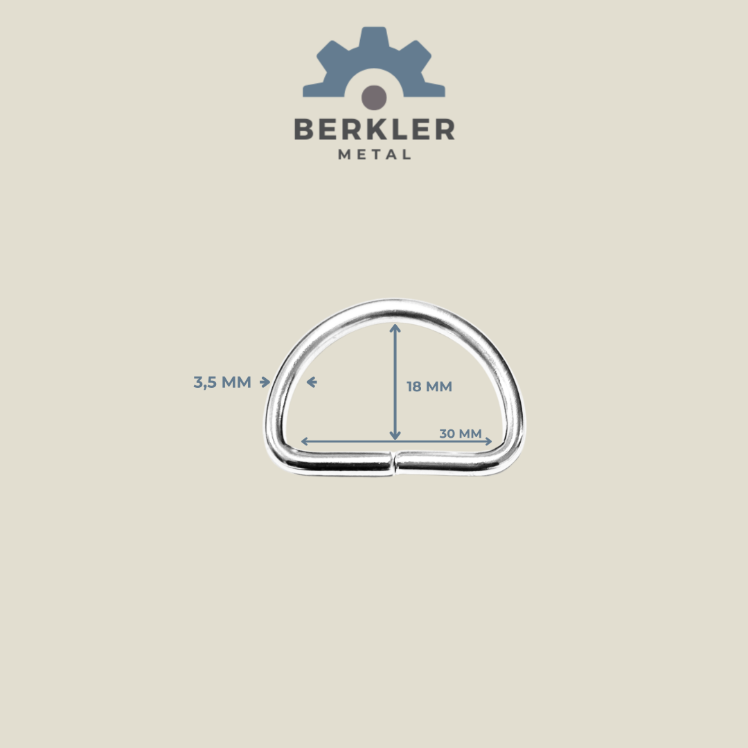 30 mm * 18 mm * 3,5 mm D Halka metal renk