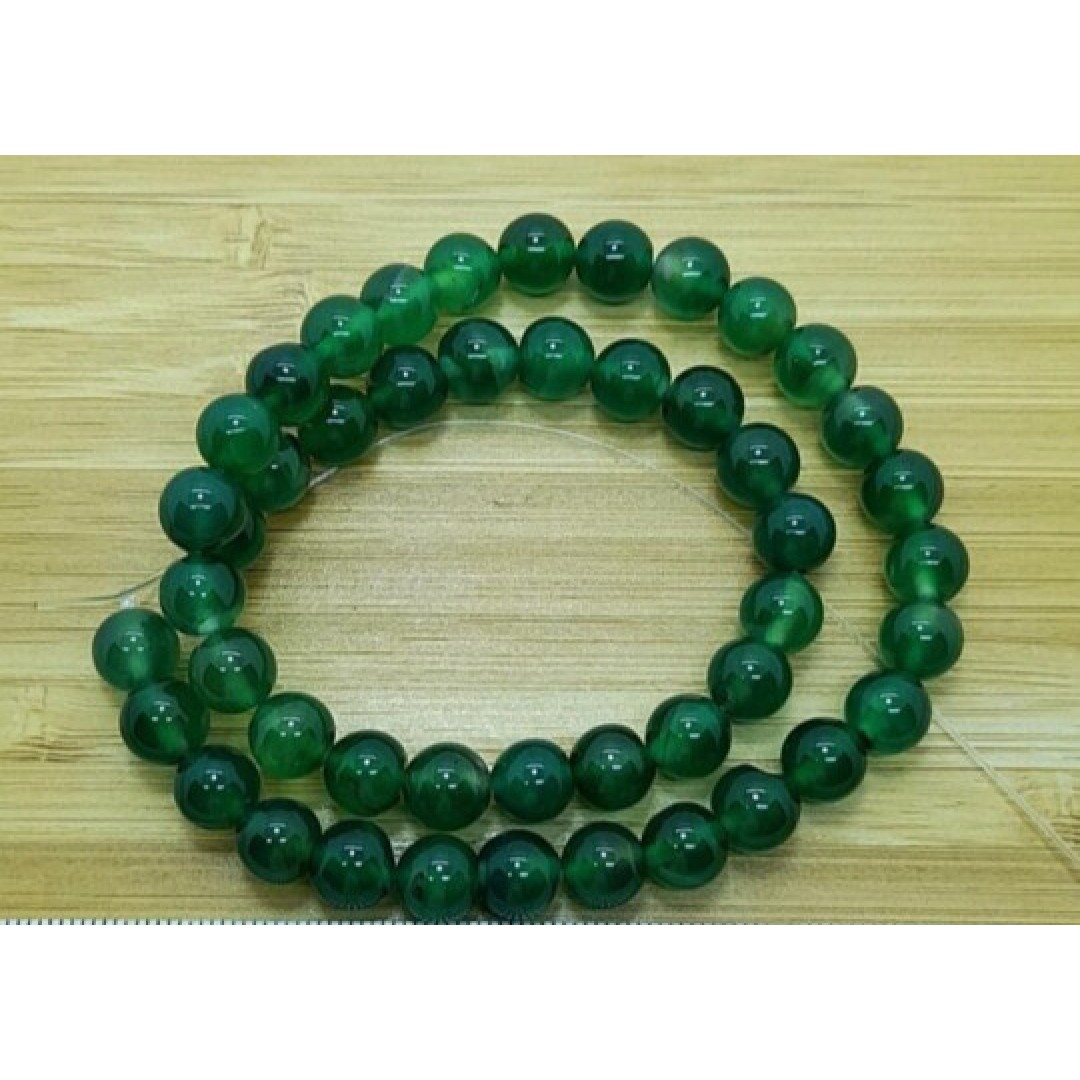 DOĞAL YEŞİL AKİK 8 MM KÜRE DİZİ TAŞ